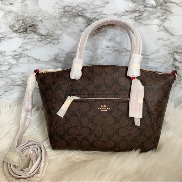 Coach Prairie Satchel Signature Canvas Brown Red - Picture 2 of 7